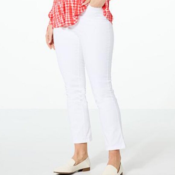 Colleen Lopez WHITE Girlfriend Ankle Crop Jeans Pants Size 12 - Picture 1 of 2